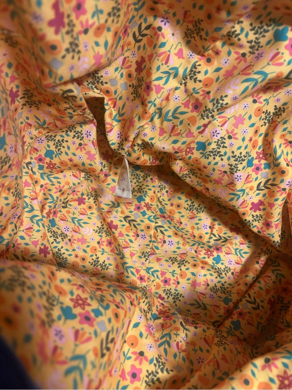 Matilda Jane Cobalt Floral Velvet Tote with Pink Roses